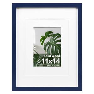 lot 8111 image: Egofine 11x14 Picture Frame Solid Wood Plexiglass Navy Blue