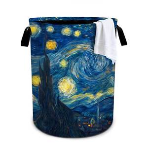 lot 8114 image: Bzocm Foldable Laundry Basket Hamper 19.6 x 15.7 Inch Starry Night Sky