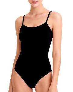 lot 8145 image: HotGains Womens Ballet Leotard Black 95% Cotton Camisole Bodysuit, Size XS