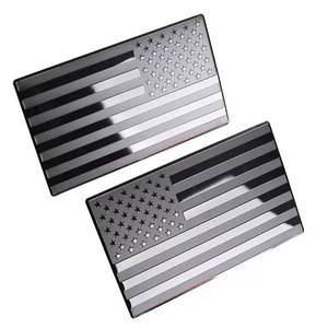 lot 8155 image: Shouqiuzhonglv Black Metal American Flag Emblem Decal 5 x 3 Inch 1 Pair
