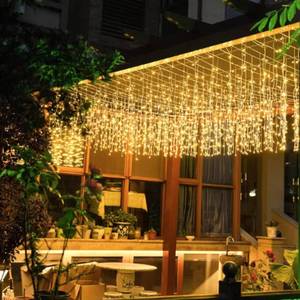 lot 8157 image: JAMISAY LED Icicle Lights 19.7 FT 150 LEDs Warm White Model 6M05
