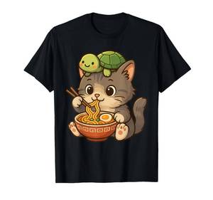 lot 8164 image: Cat Lover Gifts Kids Kitten Ramen Turtle Graphic T-Shirt