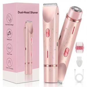lot 8171 image: WAFTIPSY Bikini Trimmer for Women 2-in-1 Dual Head IPX7 Waterproof Pink