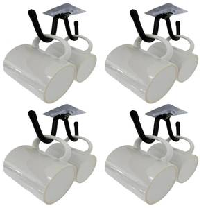 lot 8176 image: AUXPhome Self Adhesive Under Cabinet Mug Hooks 4 Pack Cup Holder Organizer