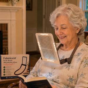 lot 8191 image: Faluricent Neck Worn Magnifying Glass with LED Light 5X Hands-Free Reading