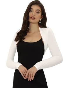 lot 8193 image: Allegra K Womens Long Sleeve Open Front Cropped Bolero Shrug