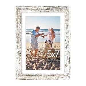 lot 8214 image: decorUhome 5x7 Picture Frame Distressed White Fits 4x6 Photo With Mat