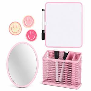 lot 8222 image: QAUYETM Pink Locker Accessories Kit 8 PCS Magnetic Mirror Whiteboard Pen Holder