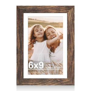 lot 8226 image: Hongkee Wood Picture Frame 6x9 with 5x8 Mat and Glass Cover