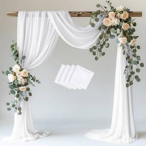 lot 9944 image: Wokceer White Wedding Arch Draping Fabric Backdrop Drapes Sheer 4 Panels