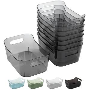 lot 9947 image: Tiawudi 8 Pack Plastic Storage Bins, Clear Pantry Organizers and Storage Containers, Multi-Use Organizer Bins for Kitchen, Bathroom, Office, Shelf, Fridge, Home Edit and Cabinet Organizers