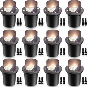 lot 9961 image: SUNVIE 12-Pack 12W 3000K LED Low Voltage Landscape Well Lights, Shield Top