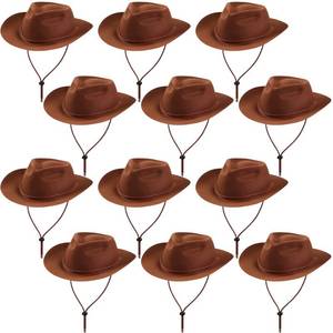 lot 9964 image: Hicarer 12 Pcs Western Felt Cowboy Hats Set for Adults Men Women