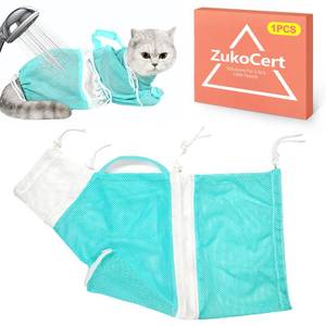 lot 10234 image: ZukoCert Cat Mesh Bathing Bag Anti Scratch, Adjustable Cat Restraint for Bathing & Nail Trimming, Breathable Cat Net for Bath, Grooming Shower & Washing Bag