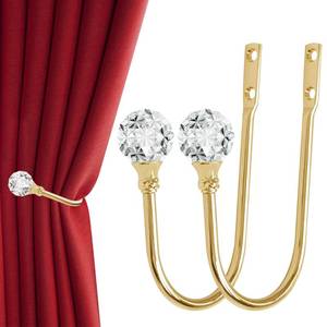 lot 10239 image: HEMOUR Curtain Holdback, 2pcs Wall Mounted Drapery Tiebacks, Sliver