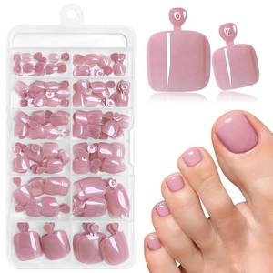 lot 10246 image: AddFavor Toe Nail Press ons - 120pcs Press on Toenails for Women, Toe Press on Nails Fake Toe Nail Tips Square Fake Toenails in 12 Sizes Full Cover Acrylic Toenail with Adhesive Tabs