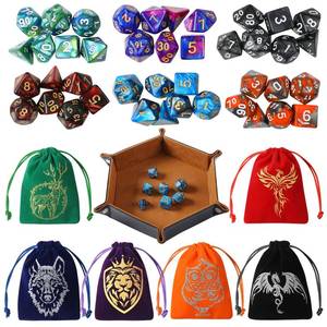 lot 10267 image: Grajar DND Dice Set, 42 Pcs polyhedral dice Set with 6 Colorful Animal Pattern Bag and PU Leather Velvet Tray for Dungeons Dragons D&D RPG MTG Table Games