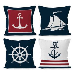 lot 10272 image: HUYAW Navy Blue Nautical Ocean Boat Anchor Throw Pillow Covers, Ship Nautical Gifts, Boat Pillow Cases 18 x 18 Inch Home Ship Sofa Decor Set of 4