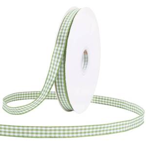 lot 10274 image: Loomesh Sage Green 38 in Gingham Plaid Ribbon for Gift Wrapping 50 Yards