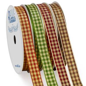 lot 10275 image: Ribbli Fall Gingham Ribbon,Special 4 Rolls Collection,38 Inch Total 40 Yards,Autumn Harvest Festival Check Ribbon Plaid Ribbon Use for Craft,Autumn Gift Wrapping,Home Decor