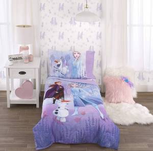 lot 13736 image: Disney Frozen 2 4 Piece Toddler Bed Set Forest Spirit Comforter Pillowcase