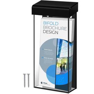 lot 13755 image: Remerry Wall Mount Brochure Holder 4 x 9 in Waterproof Acrylic Black