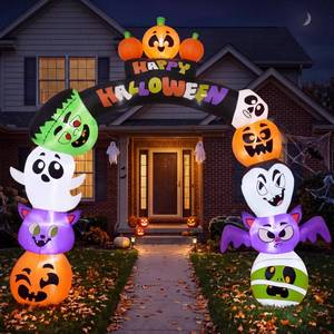 lot 13779 image: Joiedomi 8 FT Pumpkin Archway Halloween Inflatable with LED Lights