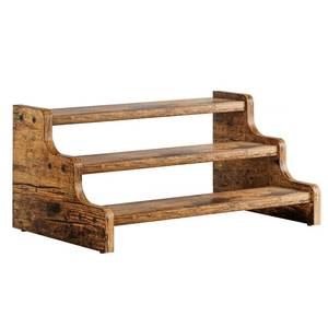 lot 13786 image: KLM 3-Tier Wood Spice Rack Step Shelf 13.8 Inch Countertop Organizer
