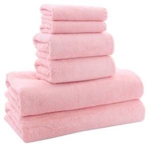lot 13800 image: MOONQUEEN Microfiber Coral Velvet Towel Set 6 Pcs Pink