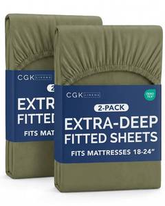 lot 13801 image: CGK Unlimited Extra Deep Queen Fitted Sheets 2 Pack Sage Green