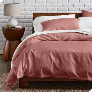 lot 13818 image: Bare Home 100% Organic Cotton Percale Duvet Cover Set Queen Dusty Rose