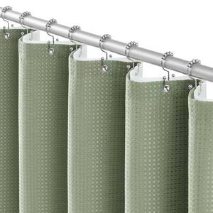 lot 13821 image: Craidlela Sage Green 2-in-1 Shower Curtain Set with PEVA Liner, 72 x 72