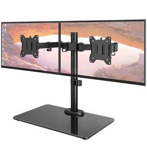 lot 13833 image: monTEK Freestanding Dual Monitor Stand 17-32 Inch 22 lbs Each Glass Base