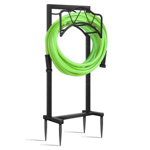 lot 13839 image: HWRHTR Freestanding Garden Hose Holder Heavy Duty Metal 4 Spike Black