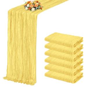 lot 14010 image: Beautane Light Yellow Cheesecloth Table Runner 17x108 Inch 6 Pack