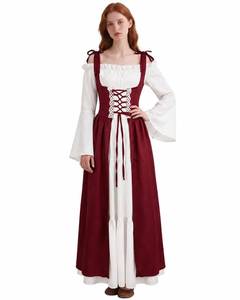 lot 14017 image: MOSTORY Renaissance Dress for Women 2 Pcs Peasant Overdress Corset Chemise Set Small