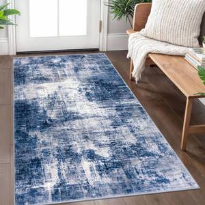 lot 14410 image: IOHOUZE Abstract Area Rug 3x5 Ft Washable Non-Slip Navy Grey