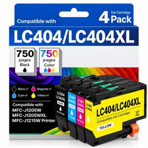 lot 14433 image: Compatible Ink Cartridges for Brother LC404 4-Pack MFC-J1205W