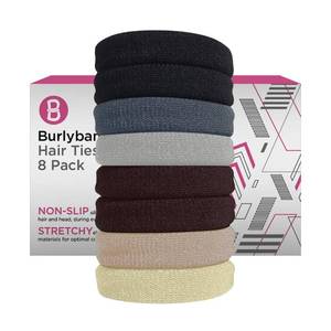 lot 14441 image: Burlybands Elastic Hair Ties for Thick Hair, Multicolor 8 Pack