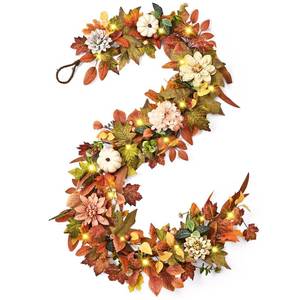 lot 14466 image: Waipfaru Fall Garland for Mantel 6ft with 60 LED Lights