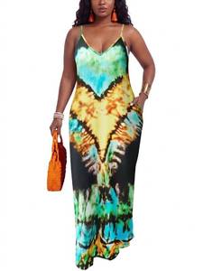 lot 14471 image: PerZeal Womens V-Neck Maxi Dress Abstract Eye Print X-Large