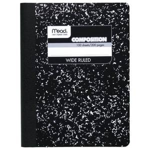 lot 14479 image: Mead Composition Notebook 100 Sheets Wide Ruled 7.5 x 9.75 Black Marble 09910