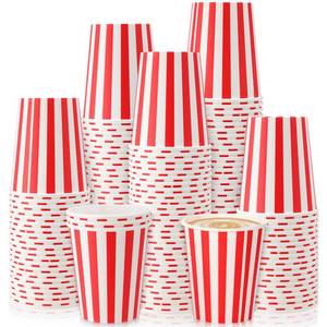 lot 17641 image: Fullhawl Red Striped Disposable Paper Cups 9 Oz 50 Pcs