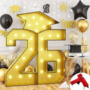 lot 17643 image: HILAVO 4.5FT Light Up Graduation Number 26 Marquee Sign with Cap Class of 2026