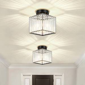 lot 17645 image: GZBEINI 2-Pack Black Crystal Semi Flush Ceiling Light Fixture