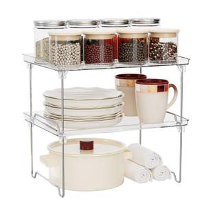 lot 17683 image: STARLATTA 2 Pcs Stackable Spice Rack Cabinet Organizer Shelf Clear Plastic