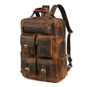 lot 17684 image: Handadsume Crazy Horse Leather Travel Backpack 23L Laptop Bag Brown 1170