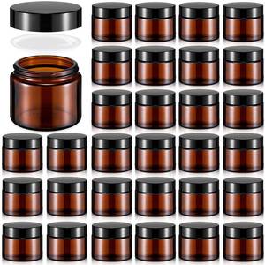 lot 17686 image: Domensi 32 Pcs 2 oz Amber Glass Jars with Lids Empty Cosmetic Travel Containers