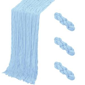 lot 18507 image: Yorcari Baby Blue Cheesecloth Table Runner 17 x 108 Inch 3 Pack