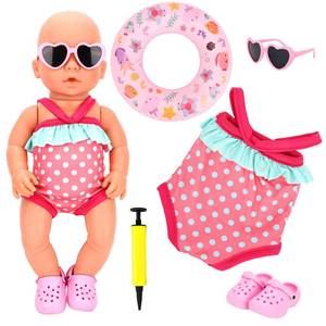 lot 18509 image: HONLAELLA 5 Piece Baby Doll Swimsuit Set for 14-18 Inch Dolls